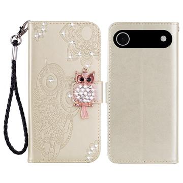 iPhone Air Custodia portafoglio con strass gufo
