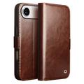 Custodia in pelle a portafoglio iPhone 17 Air Qialino Classic - Marrone Scuro