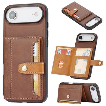 Custodia in Stile Retrò con Portafoglio per iPhone 17 Air - Marrone
