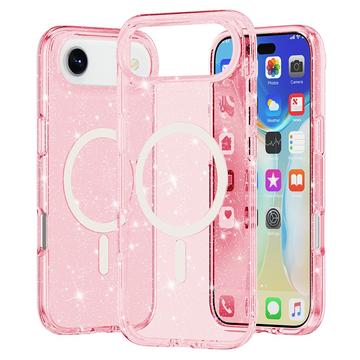Custodia Ibrida Serie Stylish Glitter per iPhone 17 Air - Compatibile con MagSafe - Rosa