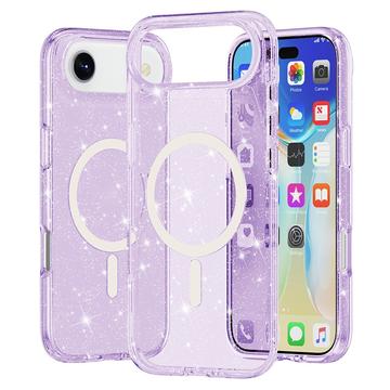 Custodia Ibrida Serie Stylish Glitter per iPhone 17 Air - Compatibile con MagSafe - Viola