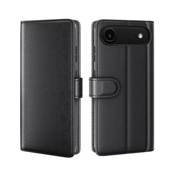 Custodia in pelle a portafoglio per iPhone 17 Air con cavalletto - nera