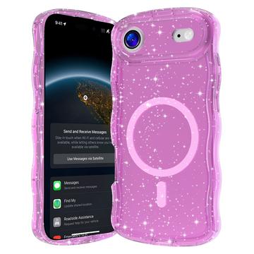 Custodia MagSafe iPhone 17 Air Wave-Edge Laser Glitter - Translucent Pink