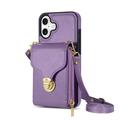Custodia iPhone 17 Tutto in uno con portafoglio e cinturino - Viola