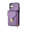 Custodia iPhone 17 Tutto in uno con portafoglio e cinturino - Viola