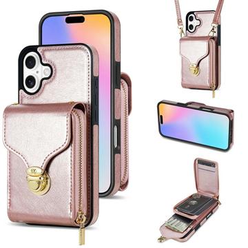 Custodia iPhone 17 Tutto in uno con portafoglio e cinturino - Oro rosa