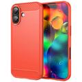 Custodia in TPU spazzolato per iPhone 17 - Fibra di Carbonio - Rossa