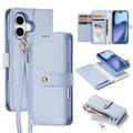 Custodia in pelle a portafoglio con copertura magnetica Dux Ducis Lawa per iPhone 17 - Baby Blu