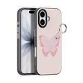Custodia iPhone 17 Dux Ducis Luvy con anello per le dita e cinturino per la mano - Rosa chiaro / Farfalla