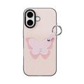 Custodia iPhone 17 Dux Ducis Luvy con anello per le dita e cinturino per la mano - Rosa chiaro / Farfalla