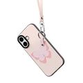 Custodia iPhone 17 Dux Ducis Luvy con anello per le dita e cinturino per la mano - Rosa chiaro / Farfalla