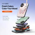 Custodia iPhone 17 Dux Ducis Luvy con anello per le dita e cinturino per la mano - Rosa chiaro / Farfalla