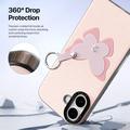 Custodia iPhone 17 Dux Ducis Luvy con anello per le dita e cinturino per la mano - Rosa chiaro / Farfalla