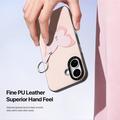 Custodia iPhone 17 Dux Ducis Luvy con anello per le dita e cinturino per la mano - Rosa chiaro / Farfalla