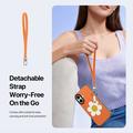 Custodia per iPhone 17 Dux Ducis Luvy con anello per le dita e cinturino per la mano - Arancione / Margherita