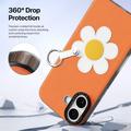 Custodia per iPhone 17 Dux Ducis Luvy con anello per le dita e cinturino per la mano - Arancione / Margherita