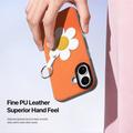 Custodia per iPhone 17 Dux Ducis Luvy con anello per le dita e cinturino per la mano - Arancione / Margherita