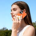 Custodia per iPhone 17 Dux Ducis Luvy con anello per le dita e cinturino per la mano - Arancione / Margherita