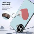 Custodia per iPhone 17 Dux Ducis Luvy con anello per le dita e cinturino per la mano - Blu cielo / Cuore