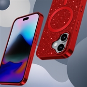 Custodia iPhone 17 placcata glitter - Compatibile con MagSafe - Rossa