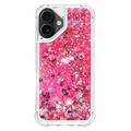 Custodia in TPU iPhone 17 Glitter Quicksand - Cuori rosa