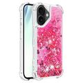 Custodia in TPU iPhone 17 Glitter Quicksand - Cuori rosa