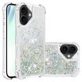Custodia in TPU iPhone 17 Glitter Quicksand - Cuori d'argento