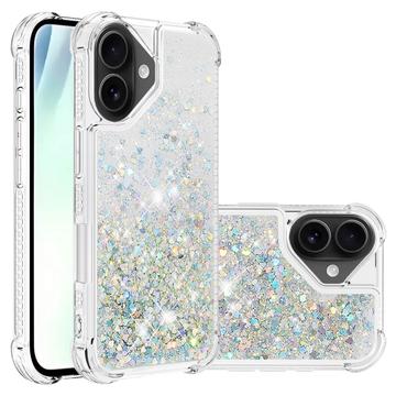Custodia in TPU iPhone 17 Glitter Quicksand - Cuori d\'argento