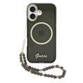 Custodia con cinturino per iPhone 17 Guess IML Glitter Script - Compatibile con MagSafe - Nera