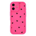 Custodia TPU antiurto per iPhone 17 con motivo a cuore e bordi rialzati - Rosa caldo