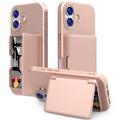 Custodia ibrida per iPhone 17 con specchio nascosto e slot per schede - rosa