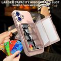 Custodia ibrida per iPhone 17 con specchio nascosto e slot per schede - rosa