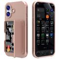 Custodia ibrida per iPhone 17 con specchio nascosto e slot per schede - rosa