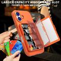Custodia ibrida per iPhone 17 con specchio nascosto e slot per schede - Arancione