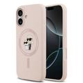 Custodia MagSafe in silicone liquido Karl Lagerfeld Karl and Choupette per iPhone 17 - Rosa