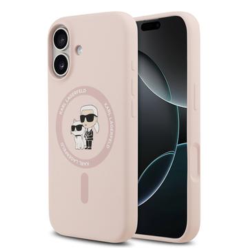 Custodia MagSafe in silicone liquido Karl Lagerfeld Karl and Choupette per iPhone 17 - Rosa