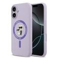 Custodia MagSafe in silicone liquido Karl Lagerfeld Karl and Choupette per iPhone 17 - Viola