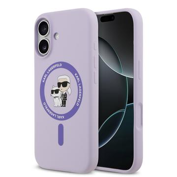 Custodia MagSafe in silicone liquido Karl Lagerfeld Karl and Choupette per iPhone 17 - Viola