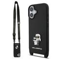 Custoida iPhone 17 Karl Lagerfeld Saffiano Crossbody Metal Karl & Choupette - Nera