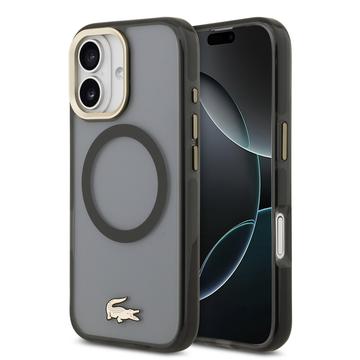 Custodia ibrida iPhone 17 Lacoste Frosted Finish Gold Logo - Compatibile con MagSafe - Nera