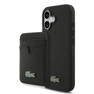 Custodia MagSafe e portacarte magnetico iPhone 17 Lacoste Iconic Petit Pique - Nera