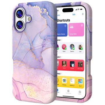iPhone 17 Custodia ibrida di lusso in marmo - Blu / Rosa
