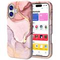 Custodia ibrida iPhone 17 Luxury Marble - Rosa / Oro