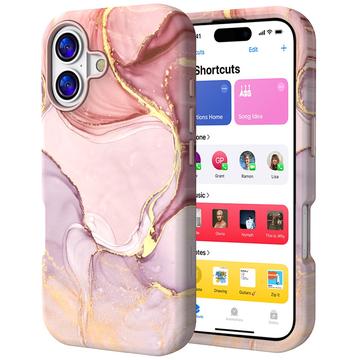 Custodia ibrida iPhone 17 Luxury Marble - Rosa / Oro
