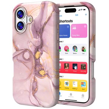 Custodia ibrida iPhone 17 Luxury Marble - Viola / Oro