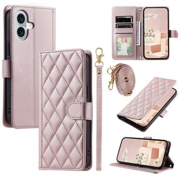 Custodia a portafoglio trapuntata lusso per iPhone 17 - Oro rosa