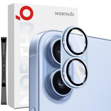 iPhone 17 Northjo Protezione completa in metallo opaco e vetro temperato Protezione lente della fotocamera - Blu