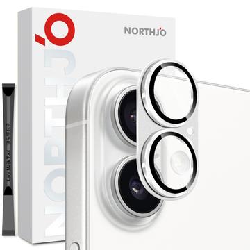 iPhone 17 Northjo Protezione completa in metallo opaco e vetro temperato Protezione della lente della fotocamera - argento