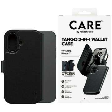 Custodia a portafoglio 2 in 1 per iPhone 17 PanzerGlass Care Tango - Compatibile con MagSafe - Nera