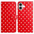 Custodia a portafoglio per iPhone 17 con motivo a pois - Rossa